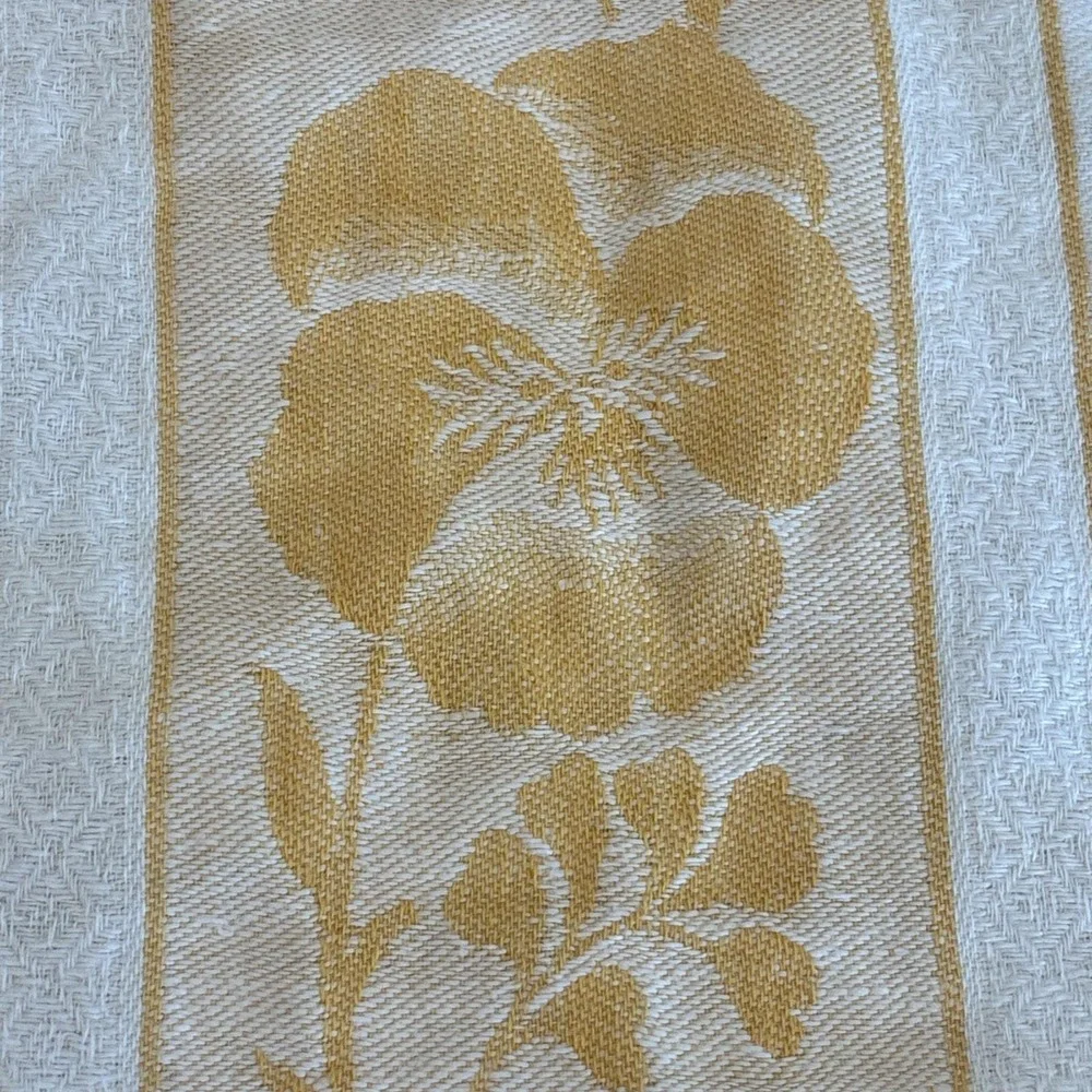 Vintage 1960S Tablecloth 90 X 58 Orange Pansy Cotton Reversible